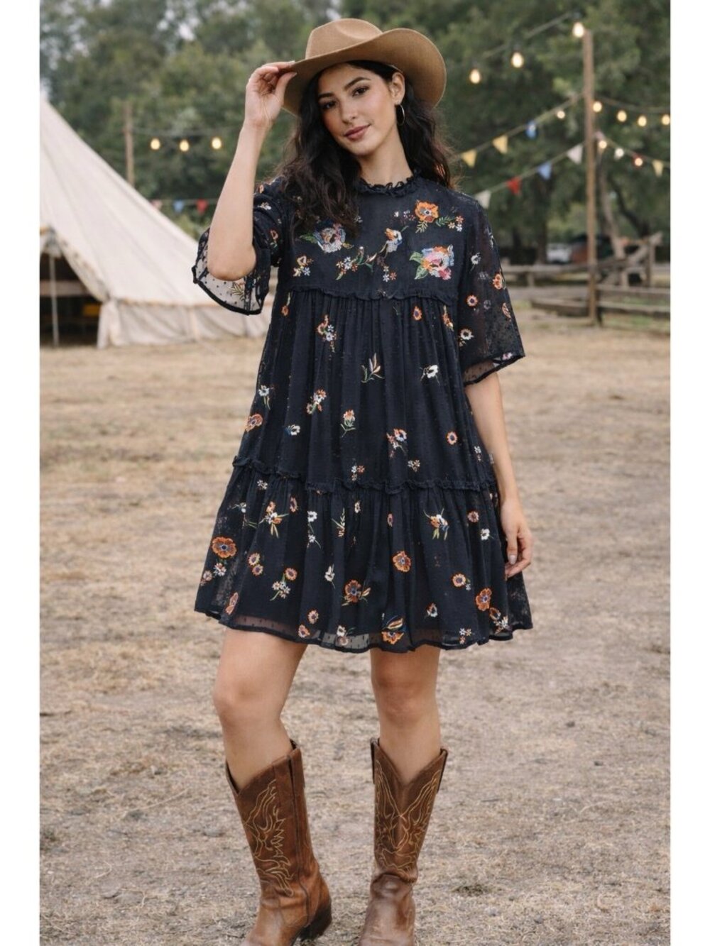 Feminine Flowy Womens Embroidered Floral Sheer Black Zara Dress XS Boho Indie